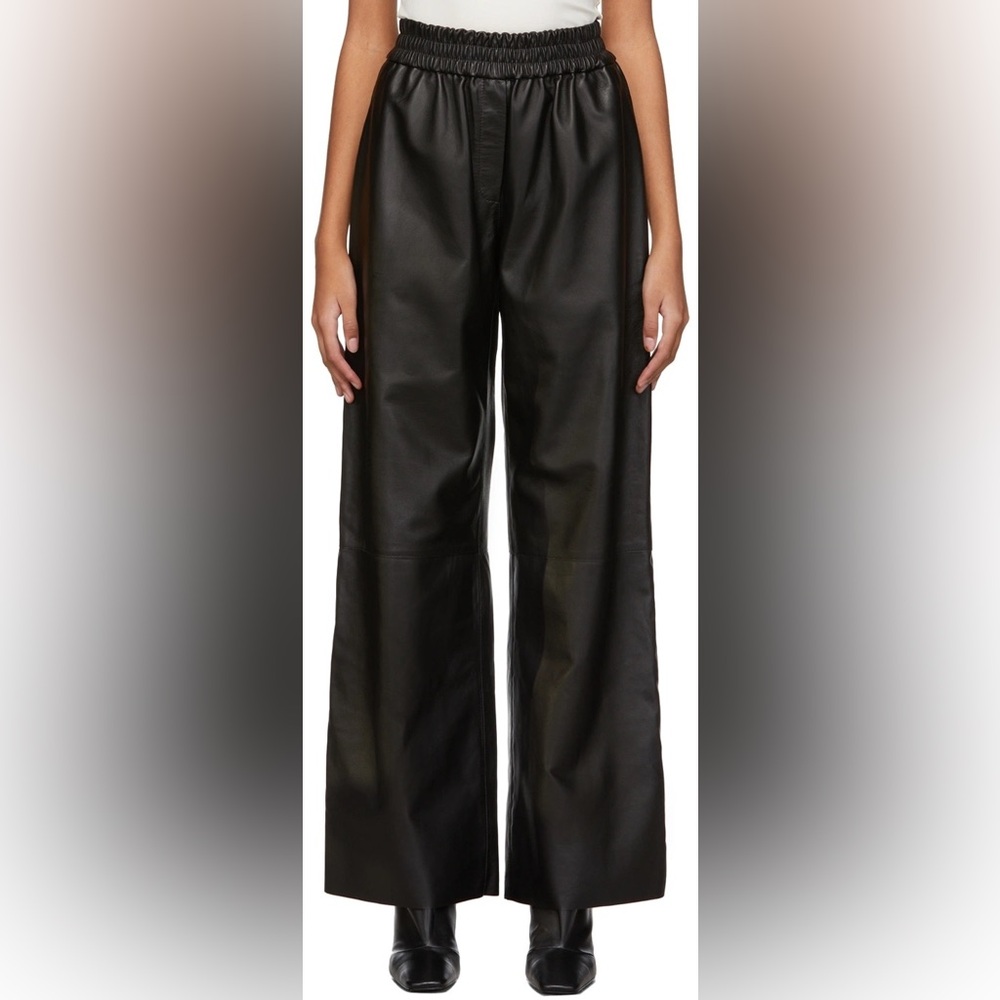 Joie Black Wide-Leg Leather Pants - women’s small